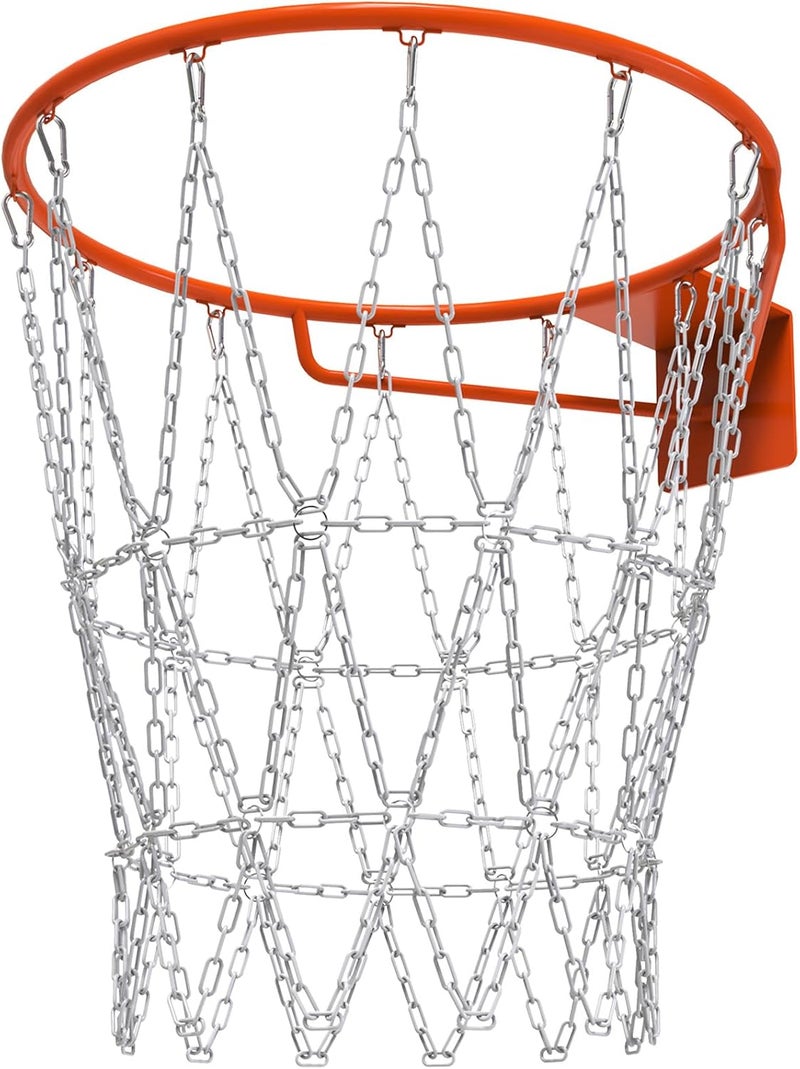 KingDolly Upgraded Buckle Chain Basketball Net, Rust-Proof Coated Metal Basketball Net Outdoor with 12 Loops Snap Links, 18" Universal Fit Chain Net for Basketball Hoop - No Tools Installation - Image 1